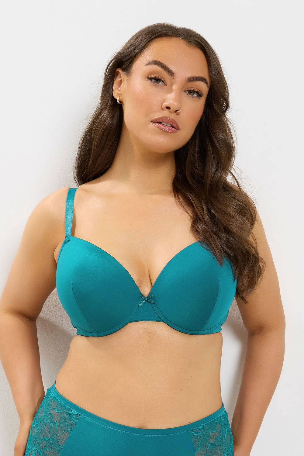 Yours Curve Teal Green Underwire T-Shirt Bra - 46F Image 1
