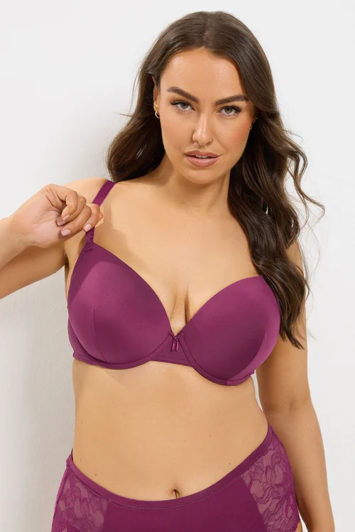 Yours Curve Burgundy Red Underwire T-Shirt Bra - 40G Image 1