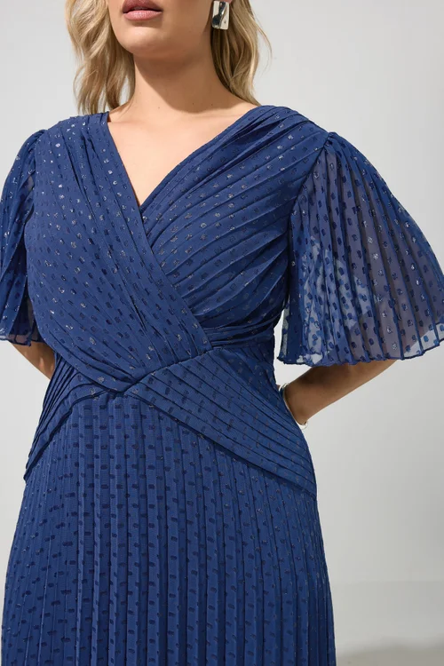Yours London Curve Blue Pleated Wrap Maxi Dress - 22 Image 4