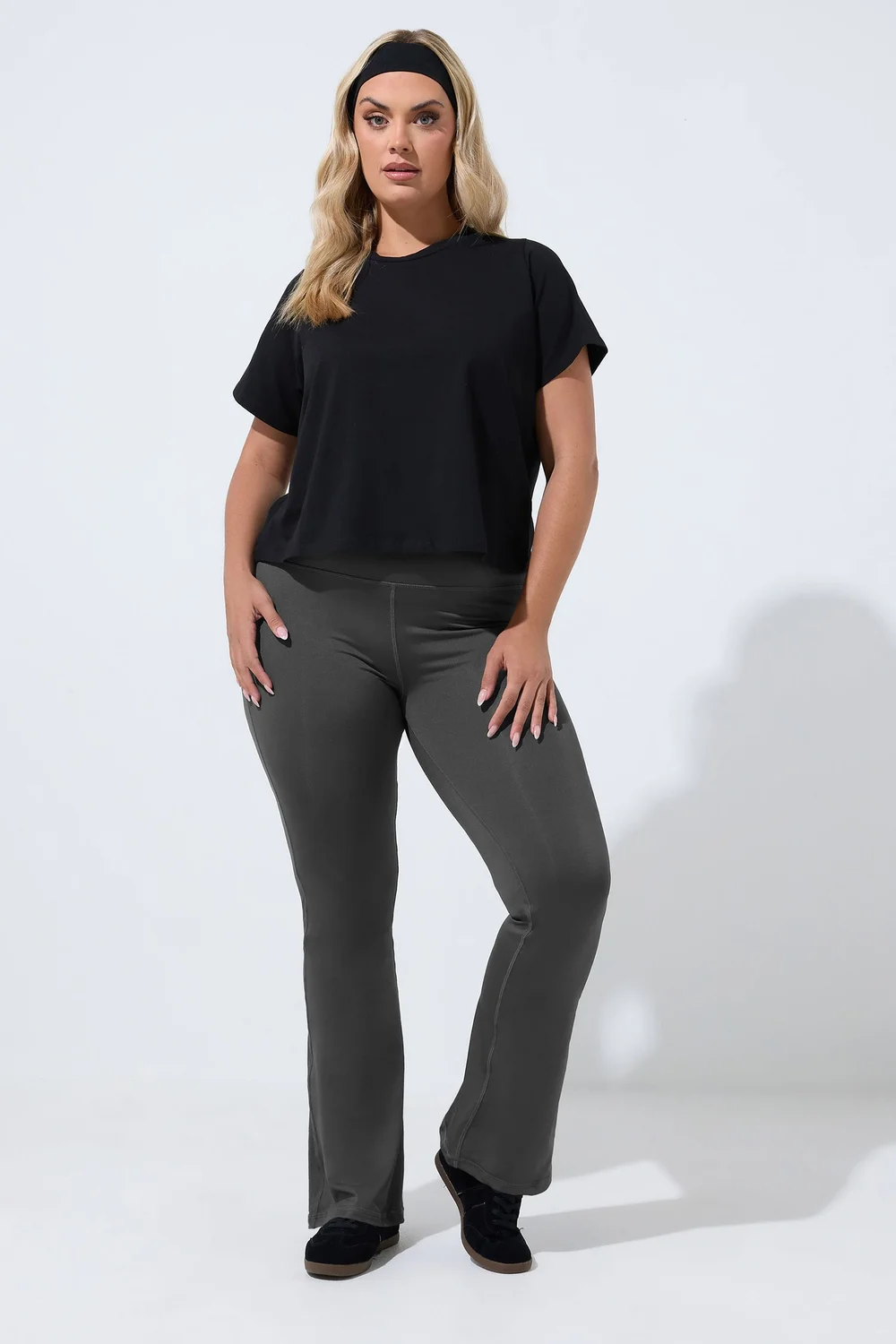 Yours Curve Grey Active Flared Leggings - 12 Image 2