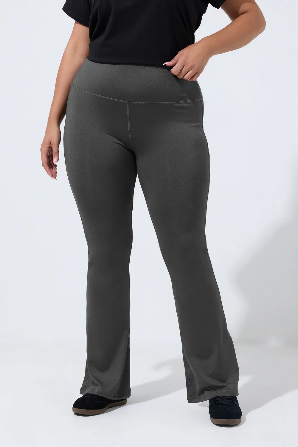 Yours Curve Grey Active Flared Leggings - 12 Image 1