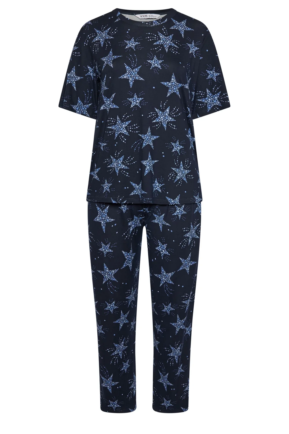 Yours Curve Navy Blue Star Soft Touch Wide Leg Pyjama Set - 18-20 Image 5