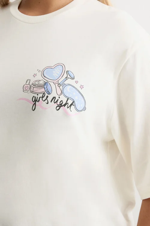 Yours Curve Ivory White 'Girls Night' Polka Dot Pyjama Set - 26-28 Image 5