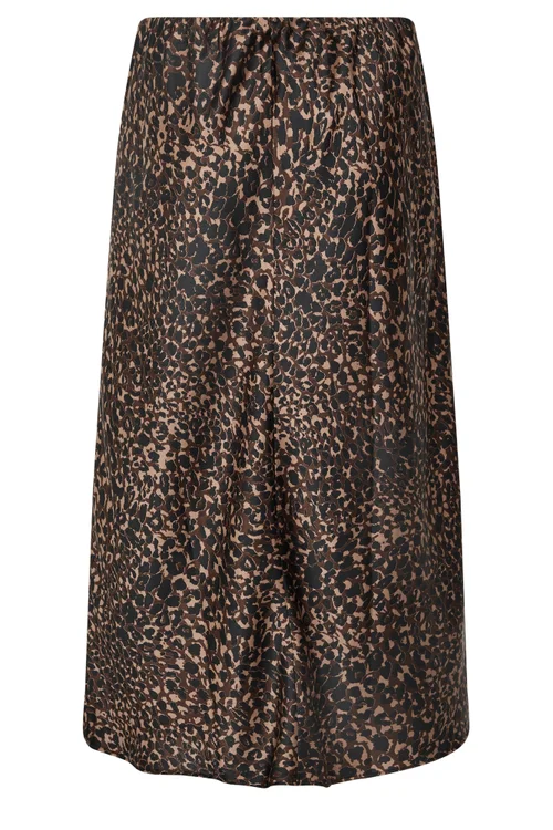Yours Curve Brown Animal Bias Cut Satin Skirt - 22-24 Image 5