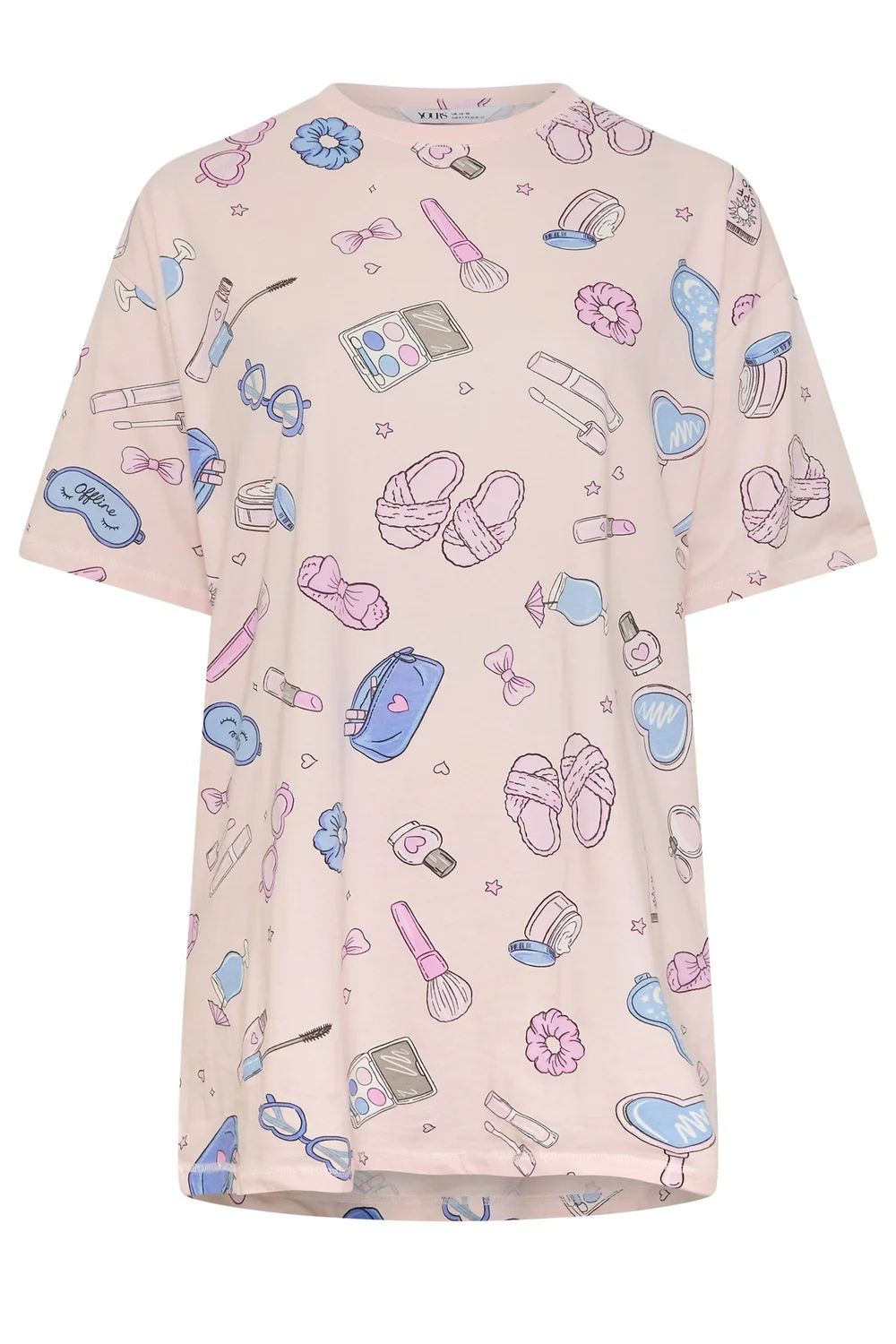Yours Curve Pink Girly Print T-Shirt Nightdress - 10-12 Image 5