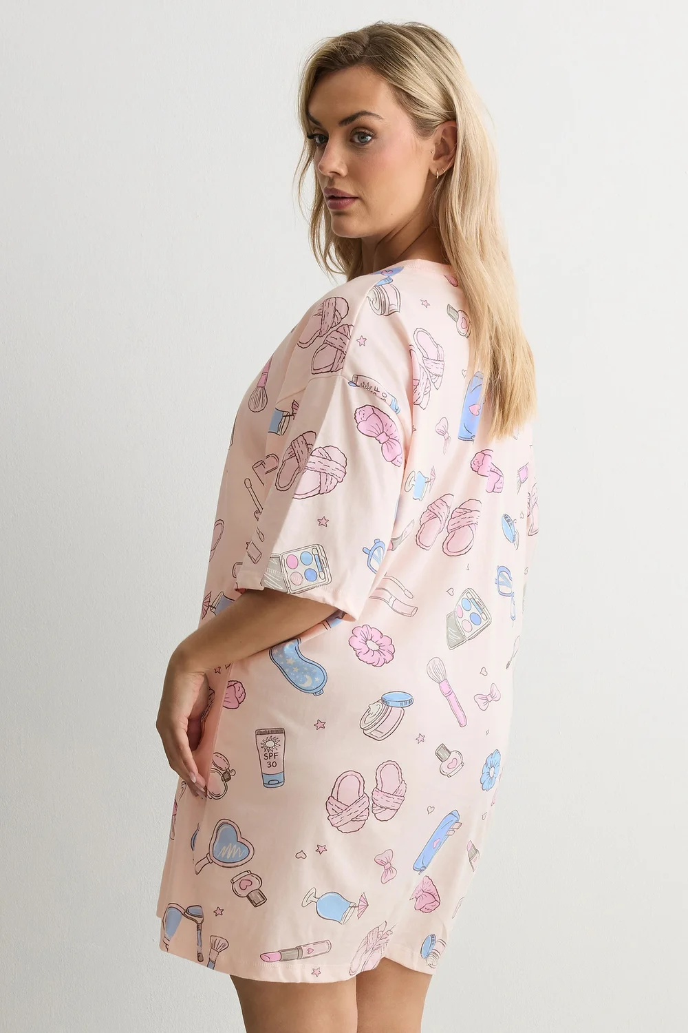 Yours Curve Pink Girly Print T-Shirt Nightdress - 10-12 Image 3
