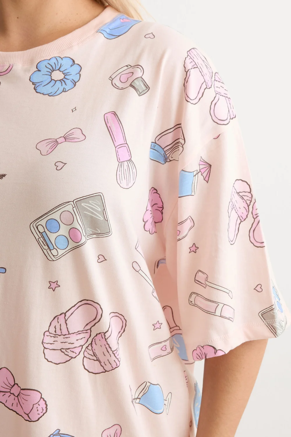 Yours Curve Pink Girly Print T-Shirt Nightdress - 10-12 Image 4