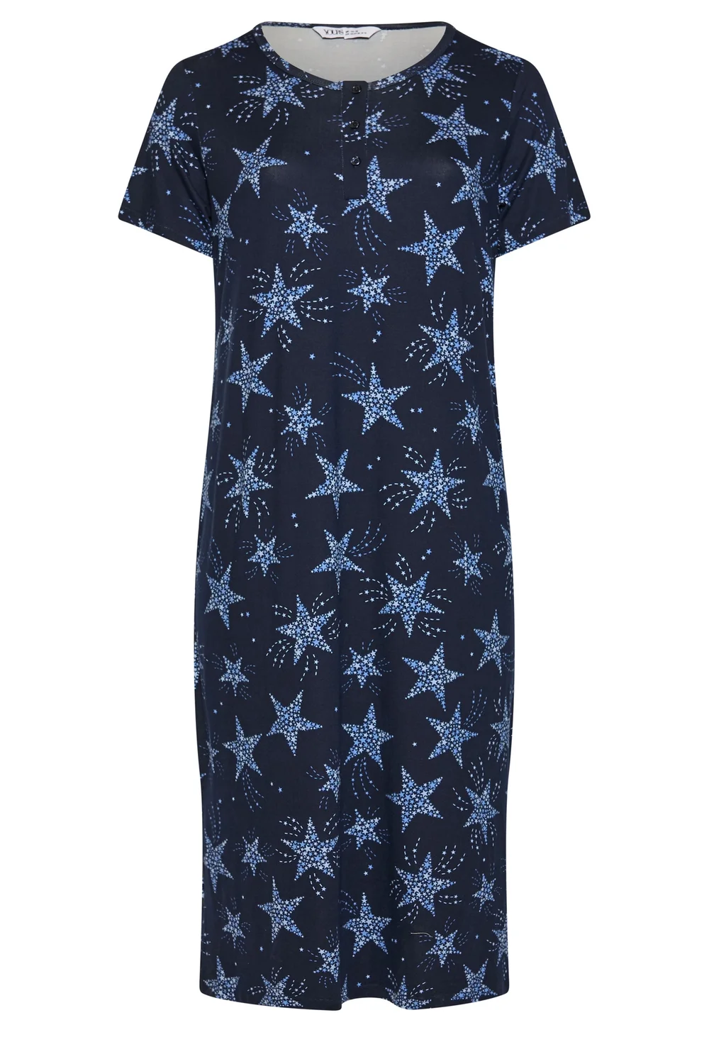 Yours Curve Navy Blue Star Placket Midaxi Nightdress - 30-32 Image 5