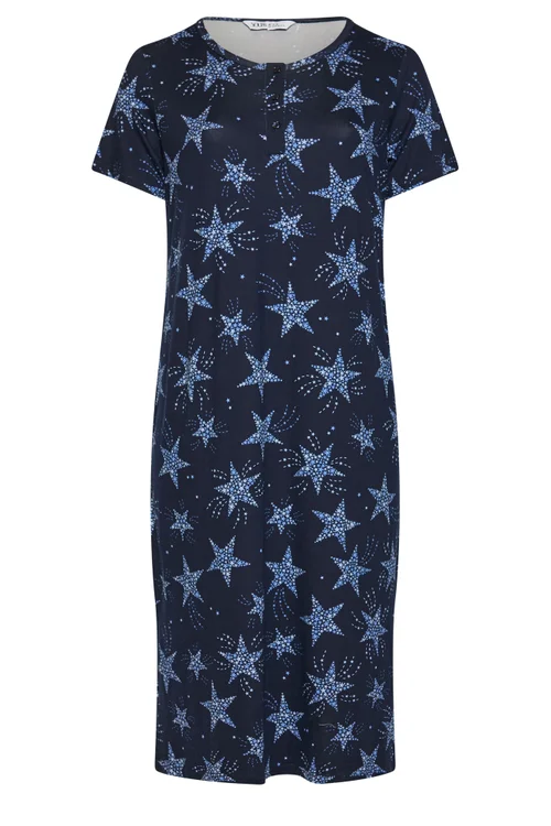 Yours Curve Navy Blue Star Placket Midaxi Nightdress - 30-32 Image 5