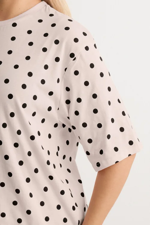 Yours Curve Pink Polka Dot Sleep Tee Top - 14-16 Image 4