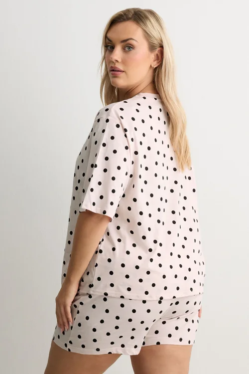 Yours Curve Pink Polka Dot Sleep Tee Top - 14-16 Image 3