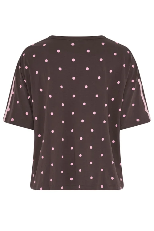 Yours Active Curve Chocolate Brown Polka Dot T-Shirt - 18 Image 4