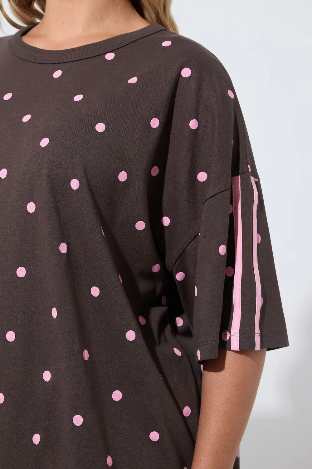 Yours Active Curve Chocolate Brown Polka Dot T-Shirt - 18 Image 2