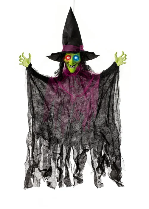 Premier Decorations Battery Operated Sensor Activated Hanging Witch with Lights and Sound - One Size Image 1