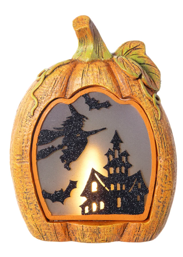 Premier Decorations Battery Operated Tabletop Halloween Pumpkin with LED Flame