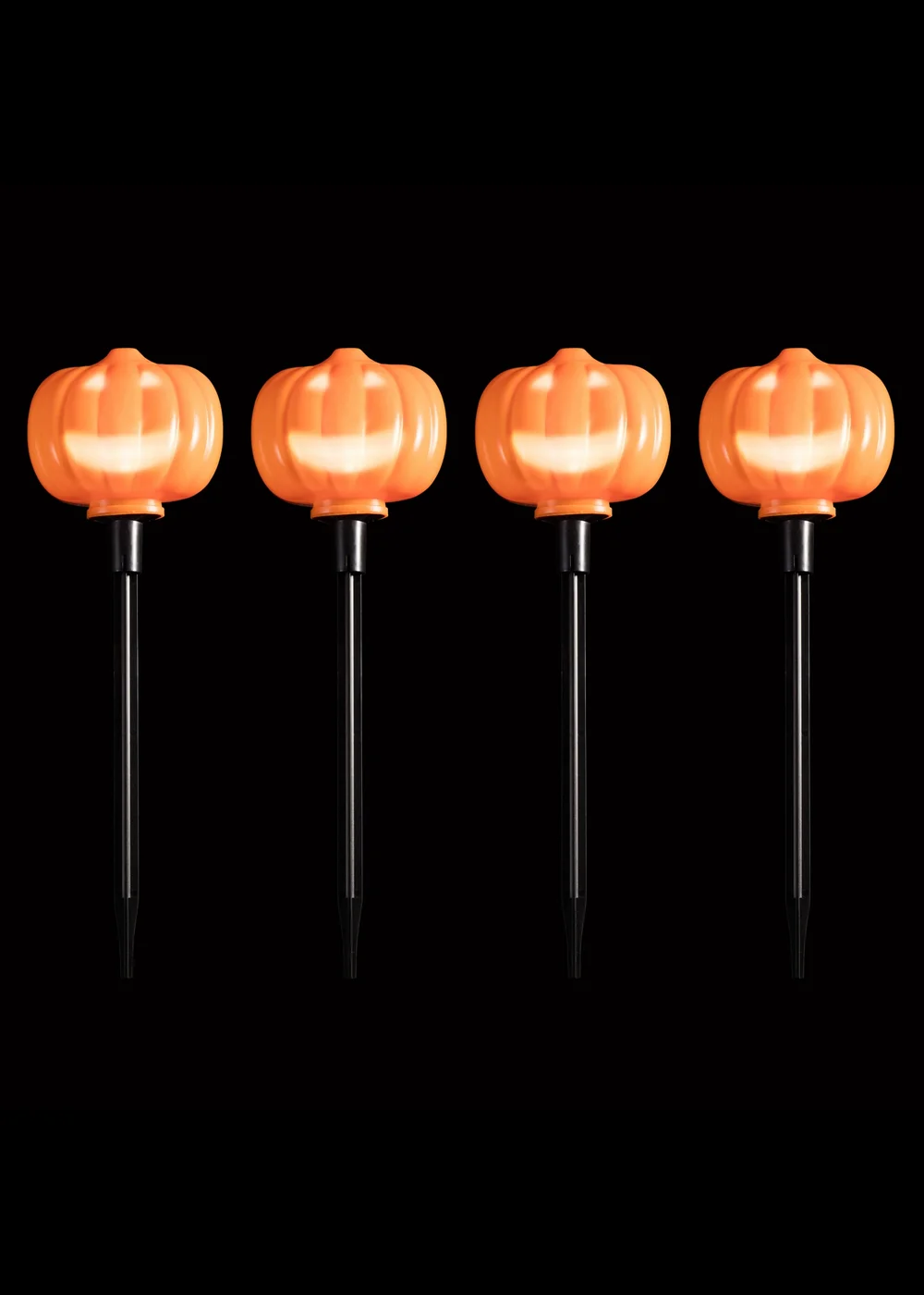 Premier Decorations Battery Operated Talking Pumpkin Path Lights with Moving Face Projection - Set of 4 - One Size Image 1