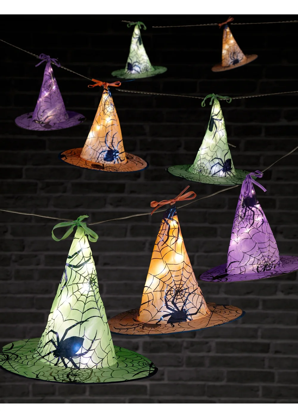 Premier Decorations Battery Operated 8 Lit Witch Hat Light String - One Size Image 1