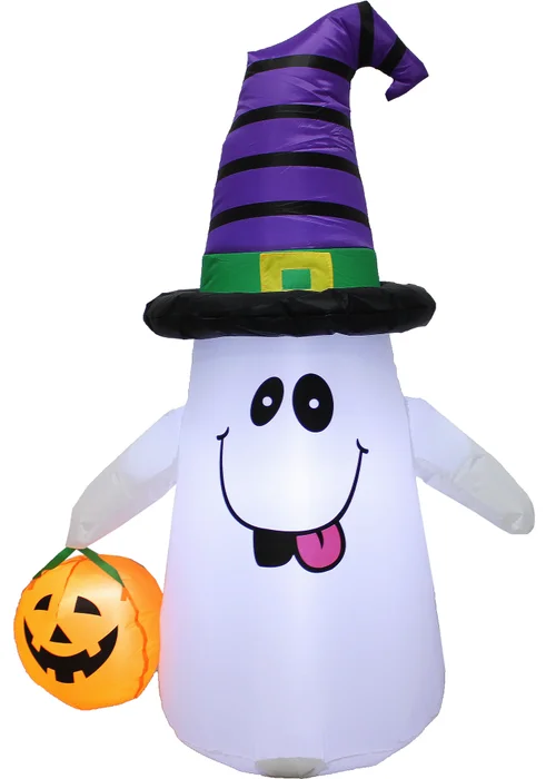 Premier Decorations Lit Inflatable Ghost with Pumpkin - One Size Image 1