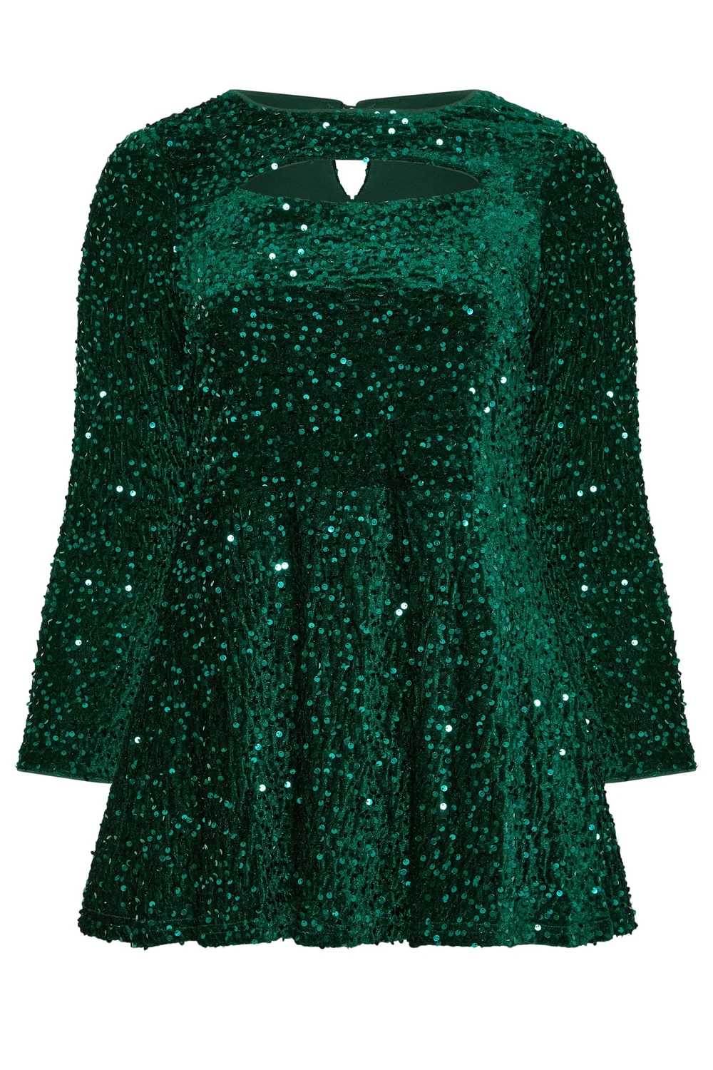 Yours London Curve Green Sequin Velvet Top - 20 Image 5