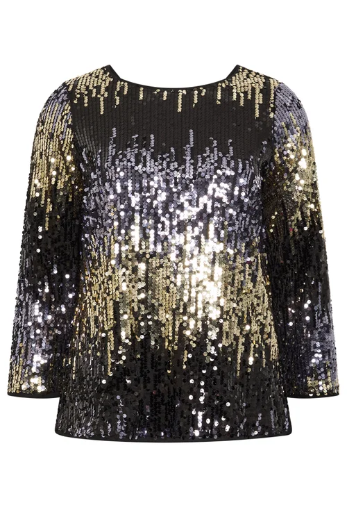 Yours London Curve Purple Sequin Ombre Top - 16 Image 5