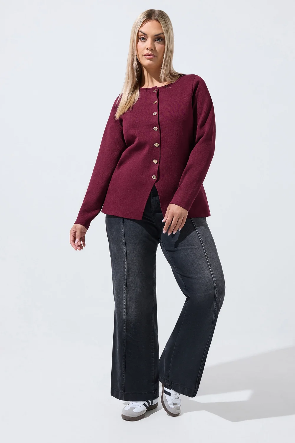Yours Limited Curve Burgundy Red Compacted Knit Cardigan - 20 Image 3