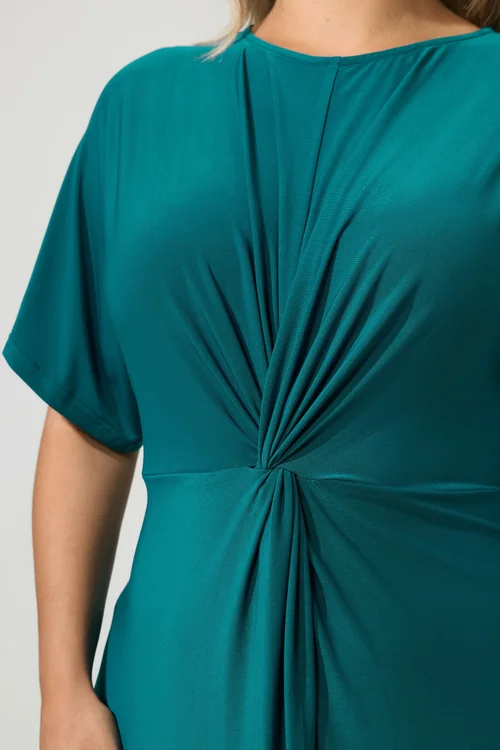 Yours London Curve Teal Blue Knot Front Dress - 14 Image 5