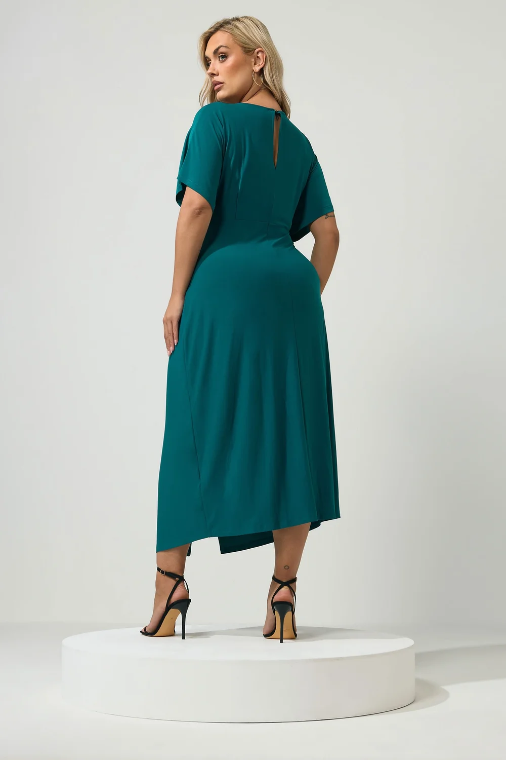 Yours London Curve Teal Blue Knot Front Dress - 14 Image 4