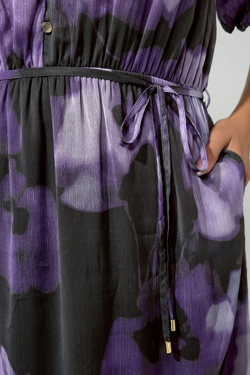 Yours London Curve Purple Blurred Floral Shirt Dress - 30-32 Image 4