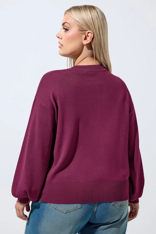 Yours Limited Curve Burgundy Red Cardigan - 26-28 Image 3