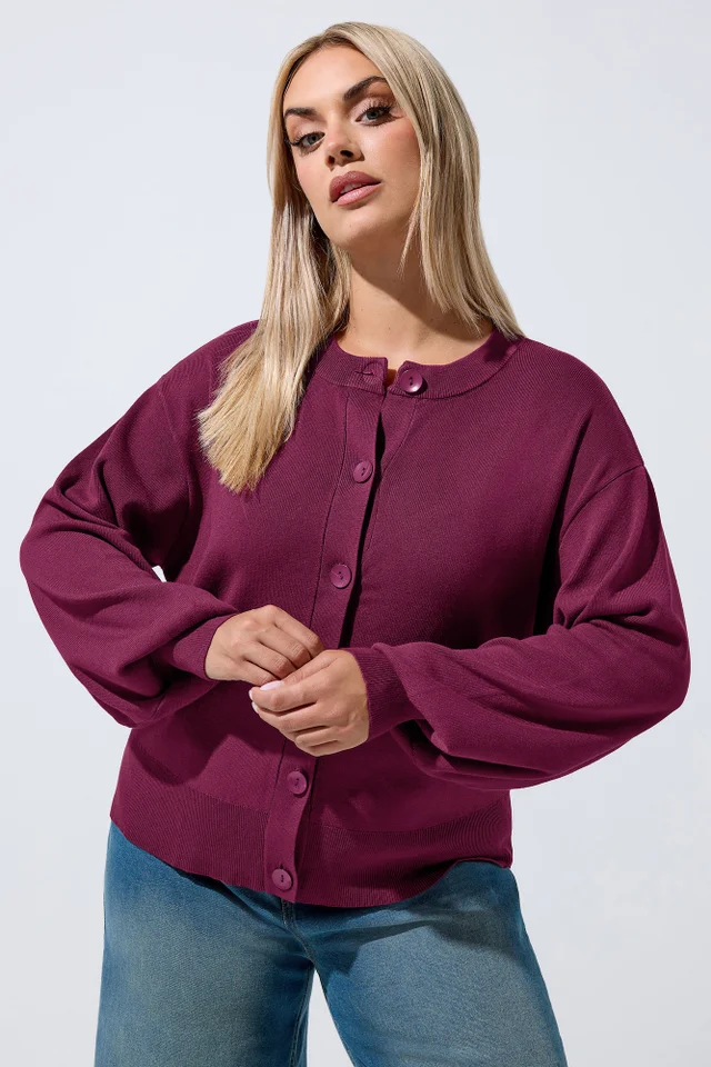 Yours Limited Curve Burgundy Red Cardigan