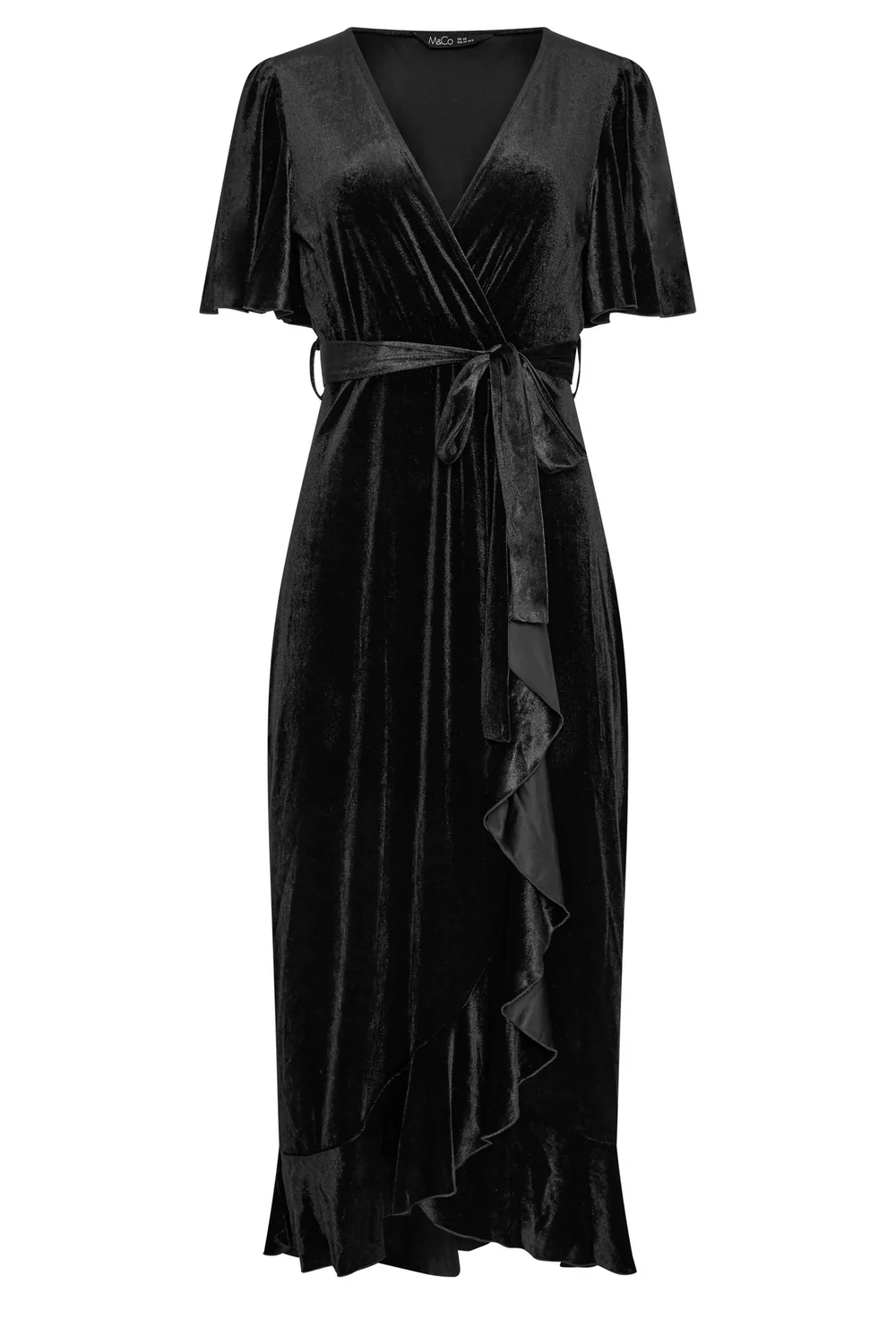 Yours London Curve Black Velvet Wrap Dress - 30-32 Image 5