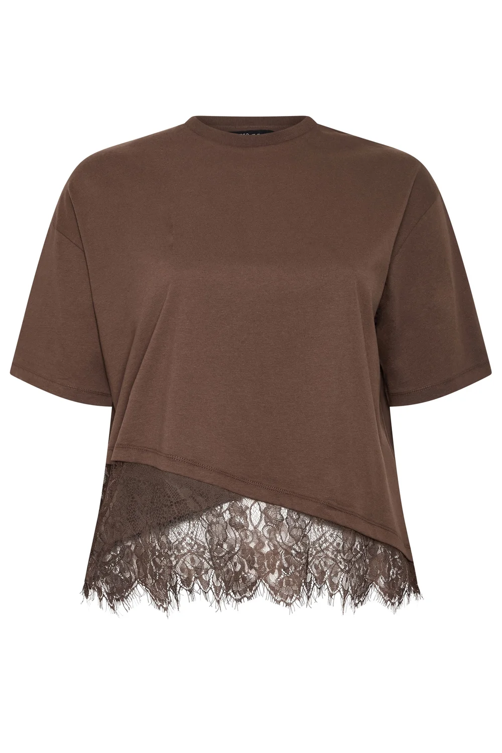 Yours Limited Collection Brown Lace Hem Asymmetric Top - 26-28 Image 5