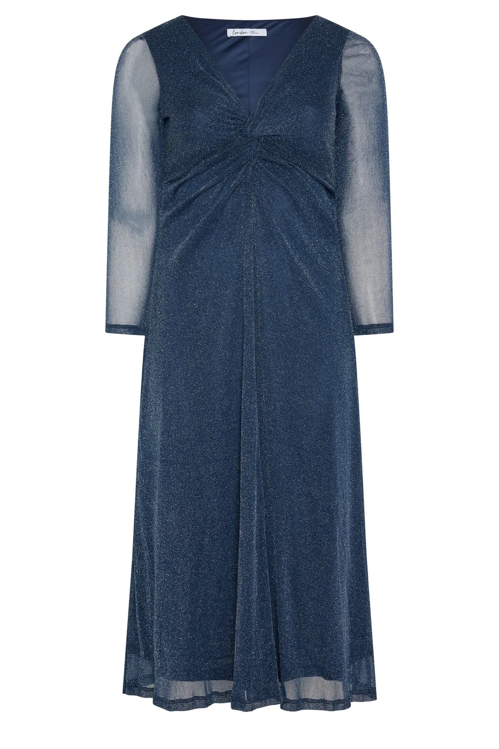 Yours London Curve Navy Blue Metallic Knot Maxi Dress - 26-28 Image 5