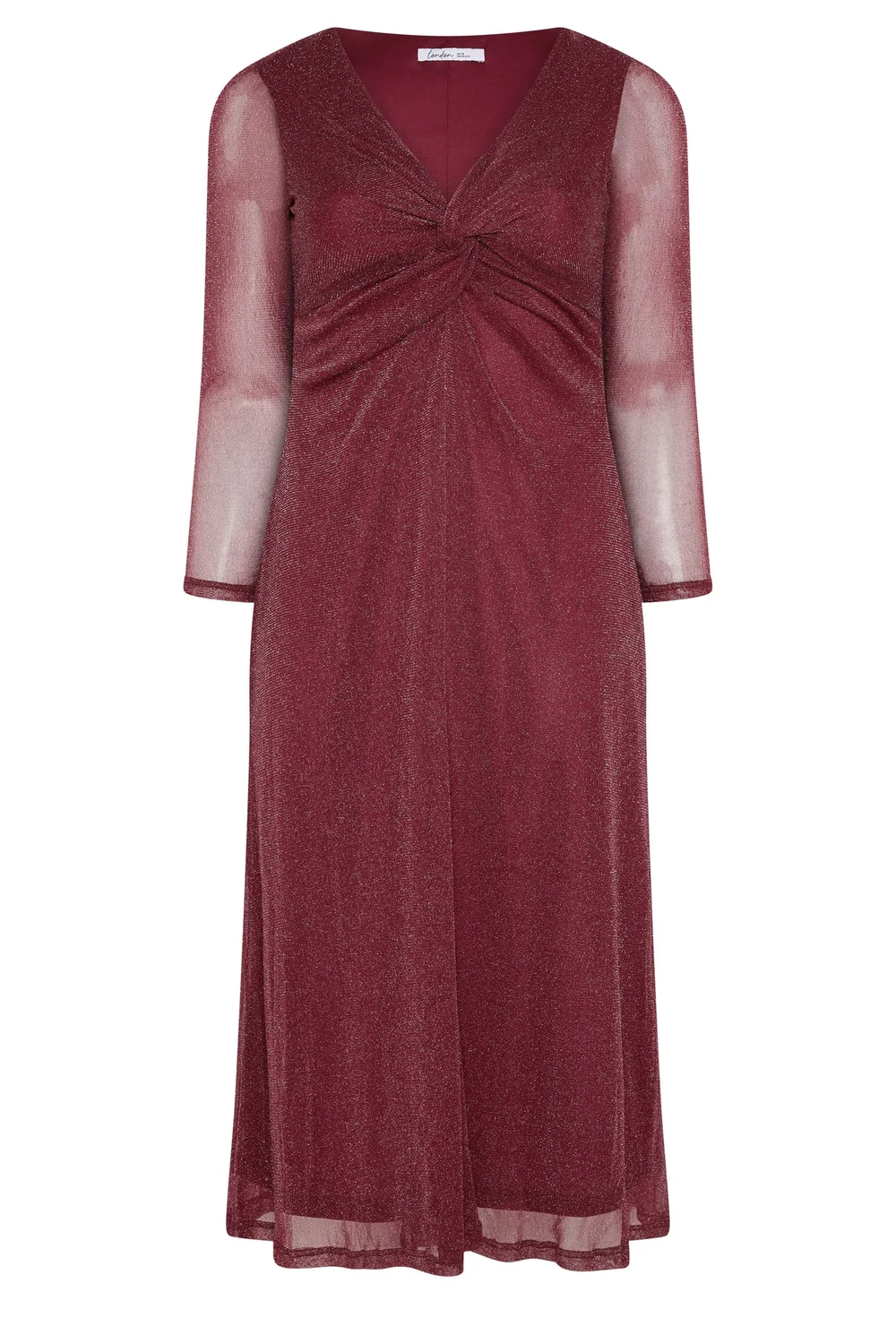 Yours London Curve Red Metallic Knot Maxi Dress - 14 Image 5