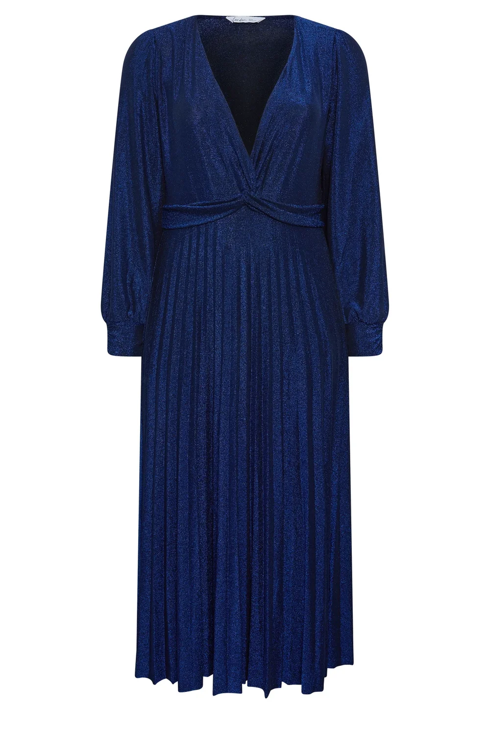 Yours London Curve Cobalt Blue Metallic Knot Pleated Maxi Dress - 20 Image 5