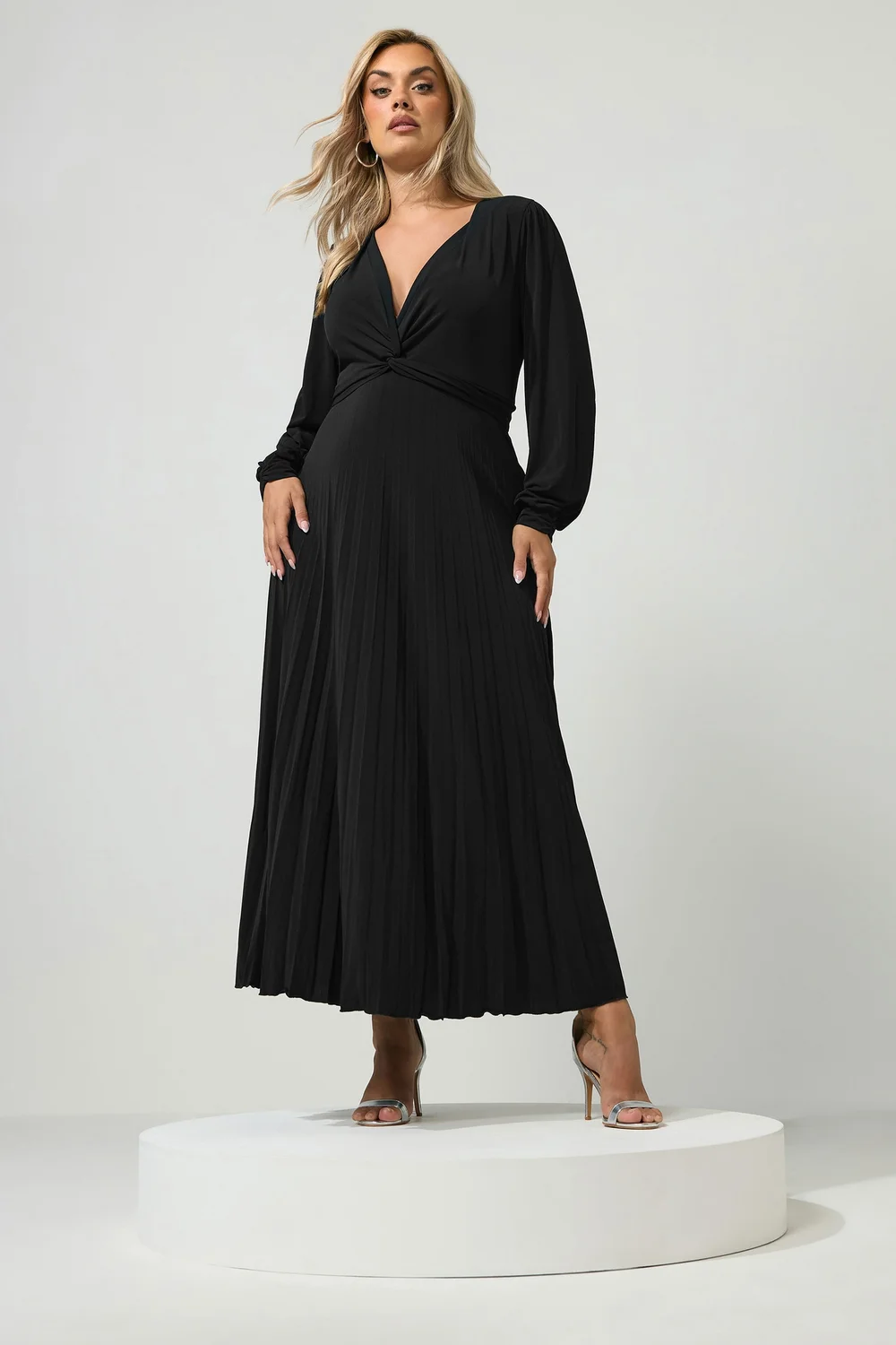 Yours London Curve Black Knot Pleated Maxi Dress - 14 Image 1