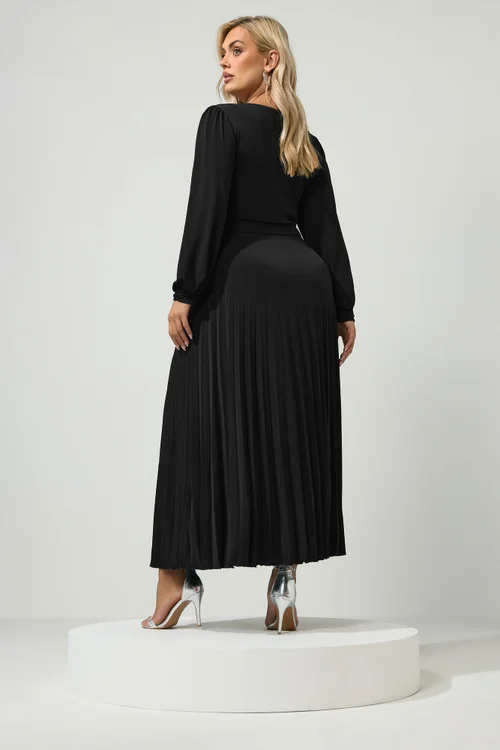 Yours London Curve Black Knot Pleated Maxi Dress - 14 Image 3