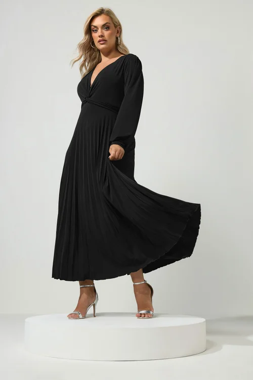 Yours London Curve Black Knot Pleated Maxi Dress - 14 Image 2
