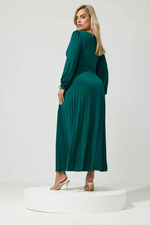 Yours London Curve Green Knot Long Sleeve Maxi Dress - 20 Image 3