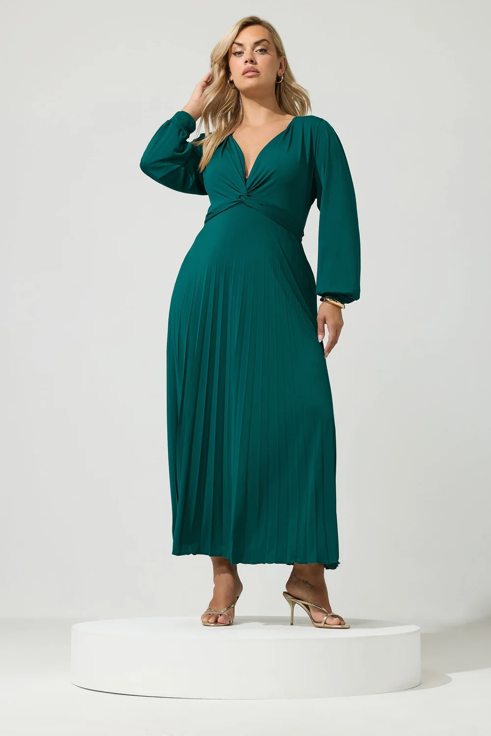 Yours London Curve Green Knot Long Sleeve Maxi Dress - 20 Image 2