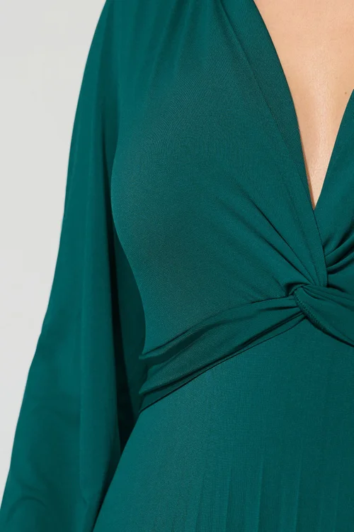 Yours London Curve Green Knot Long Sleeve Maxi Dress - 20 Image 4