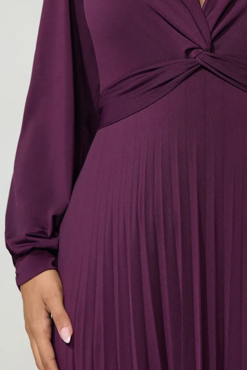 Yours London Curve Purple Knot Pleated Maxi Dress - 16 Image 4