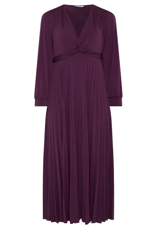 Yours London Curve Purple Knot Pleated Maxi Dress - 16 Image 5