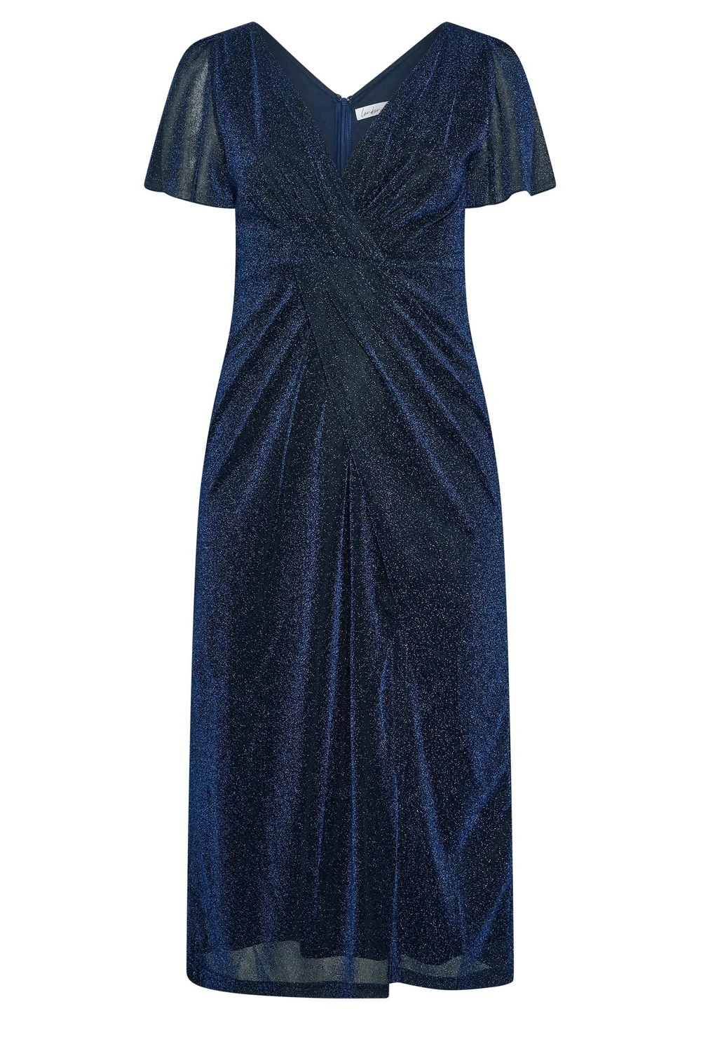 Yours London Curve Blue Metallic Wrap Dress - 26-28 Image 5