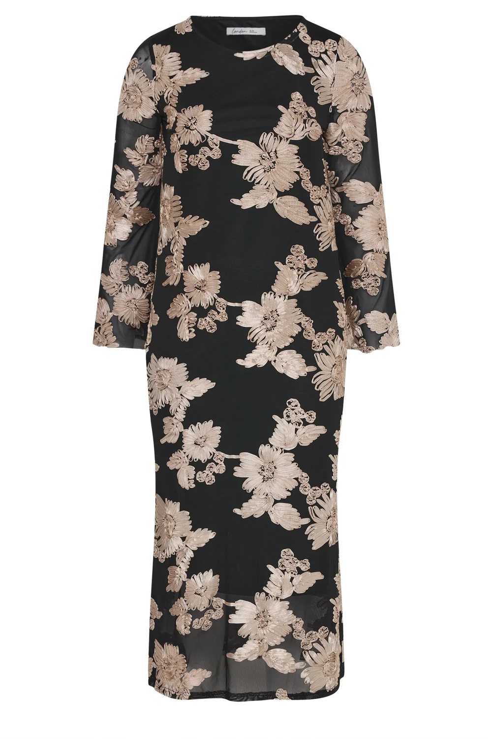 Yours London Curve Black Floral Applique Dress - 18 Image 2