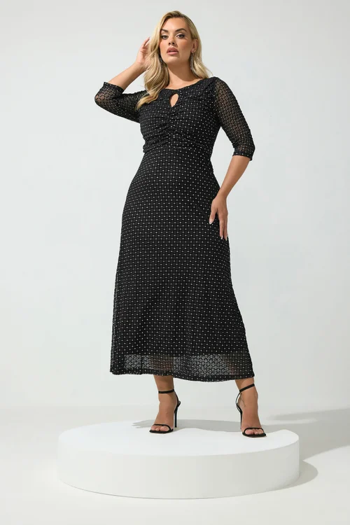 Yours London Curve Black Glitter Detail Maxi Dress - 22 Image 1