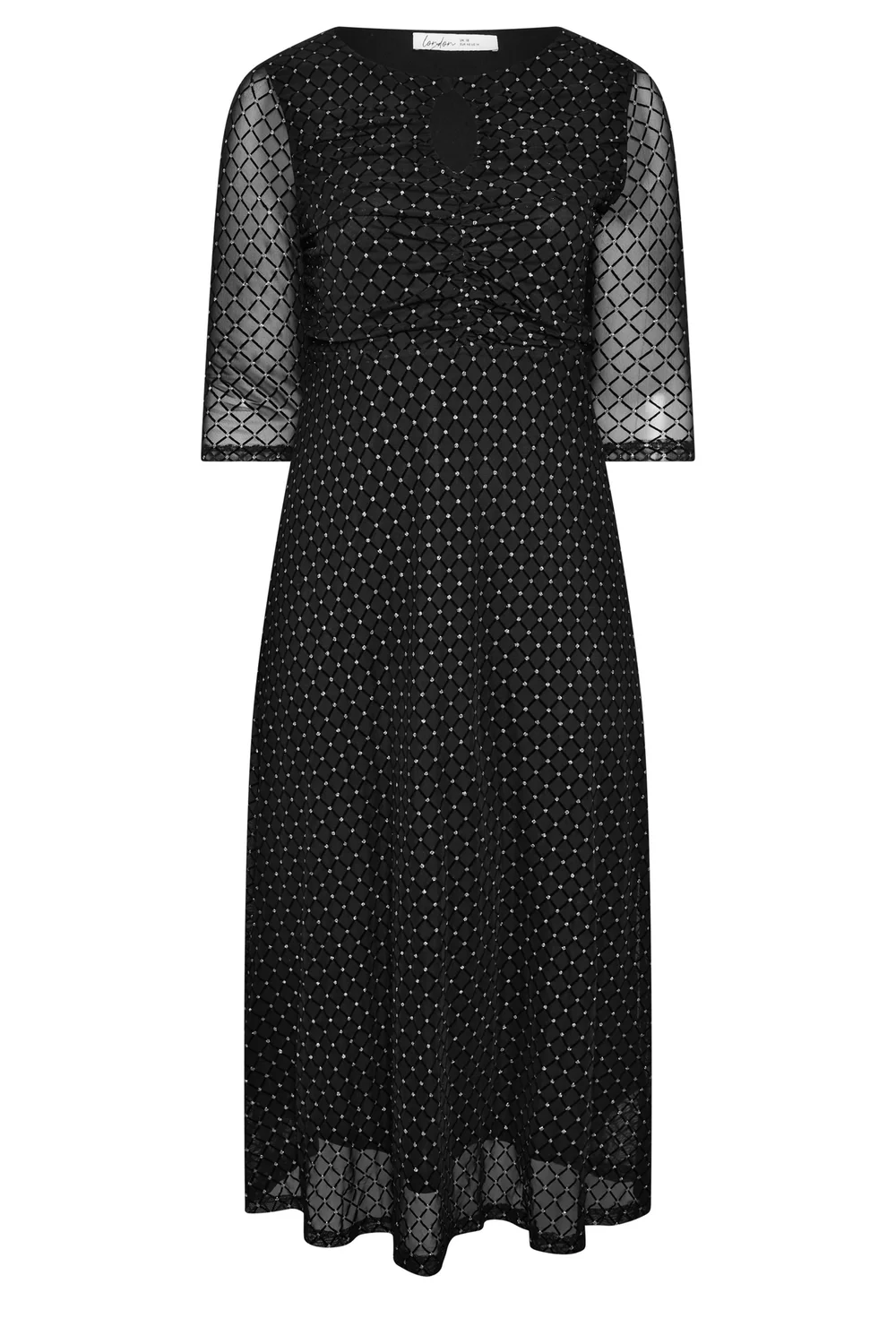 Yours London Curve Black Glitter Detail Maxi Dress - 22 Image 5