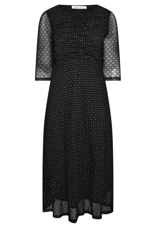 Yours London Curve Black Glitter Detail Maxi Dress - 22 Image 5