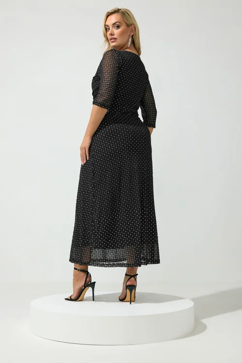 Yours London Curve Black Glitter Detail Maxi Dress - 22 Image 3