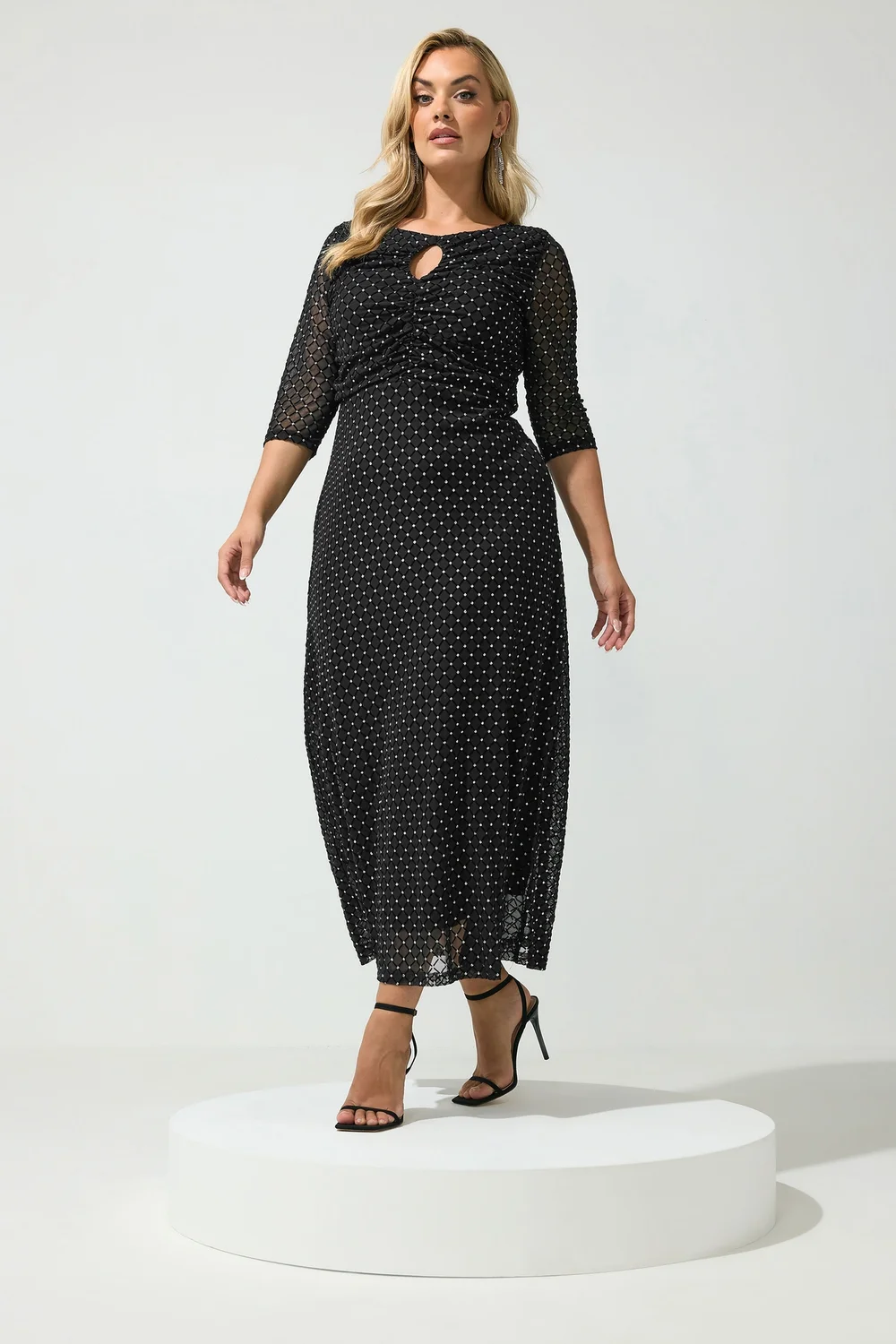 Yours London Curve Black Glitter Detail Maxi Dress - 22 Image 2